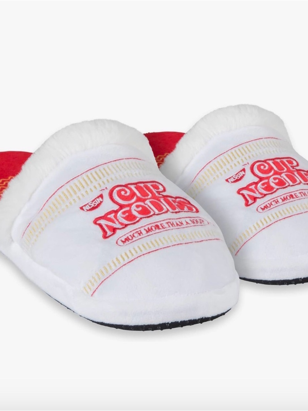 Cup Noodles Plush White & Red Women's Slippers